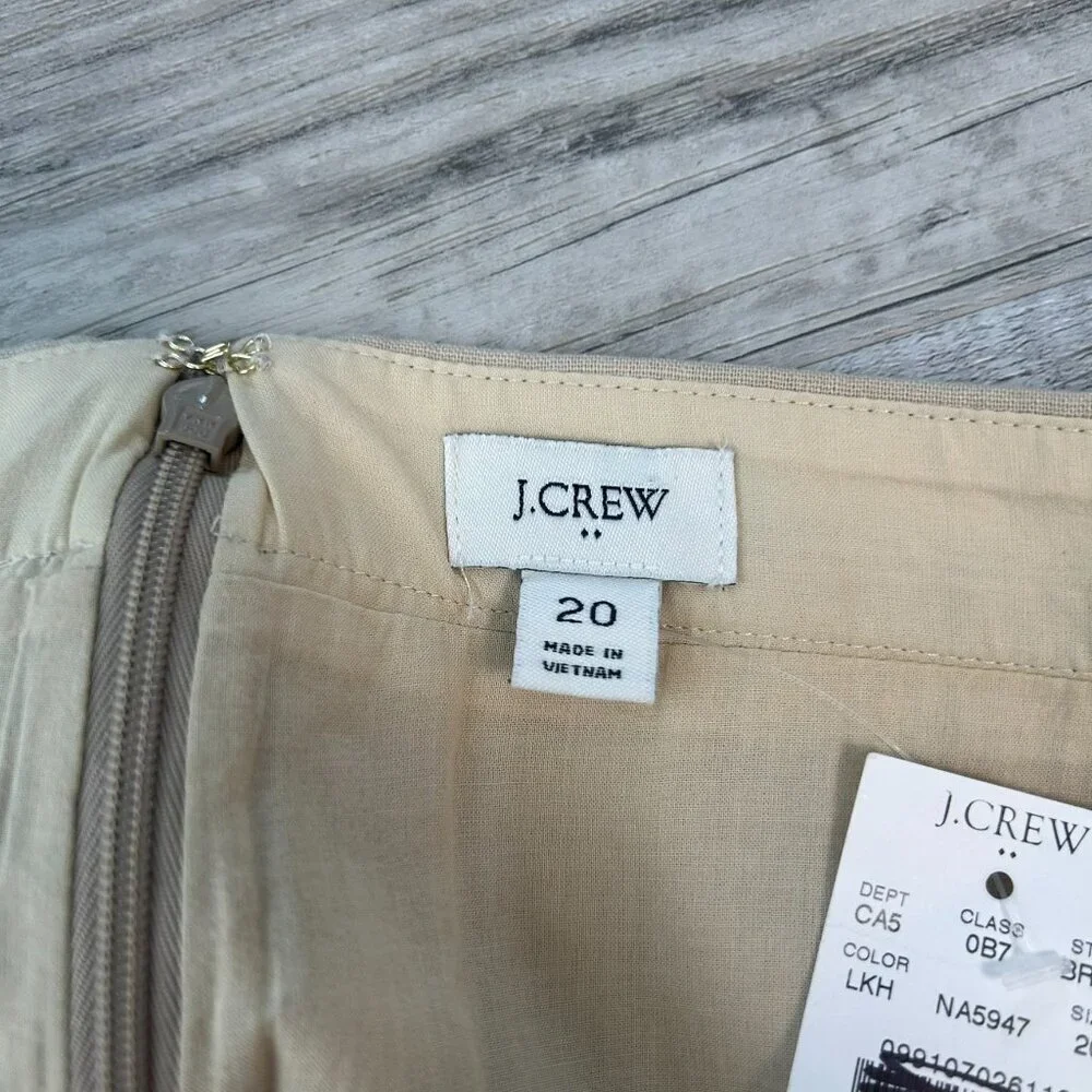 J. Crew NWT Beige Button Front Skirt Linen Blend F6